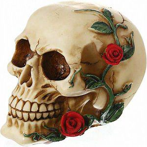 Human Skull with Rose Resin Small Size Head Sculptures Skull‎